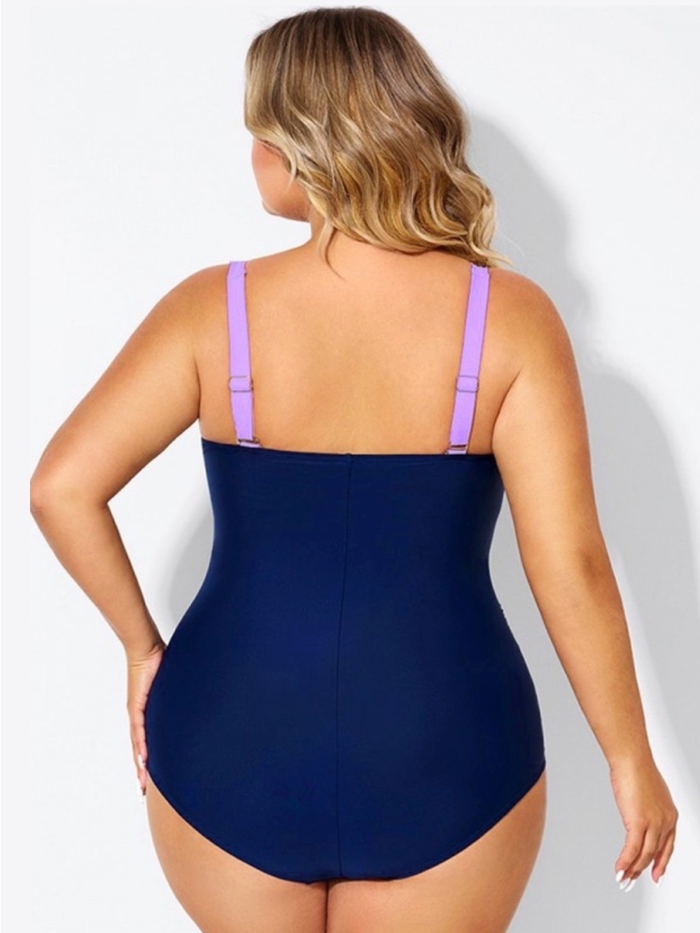 Colorblock Purple & Navy One-Piece Swimsuit - Picture 2 of 2